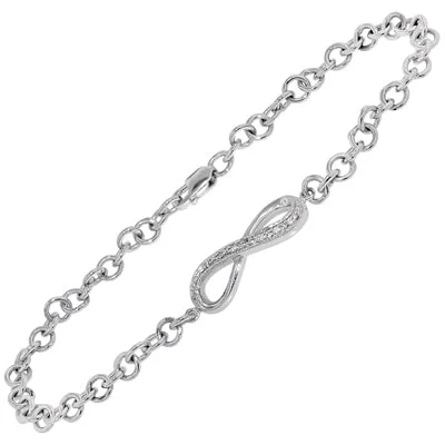 Statement bangle bracelets with oversized gemstones for a dramatic, fashionable look -Diamond Infinity Bracelet in Sterling Silver (1/10ct tw)