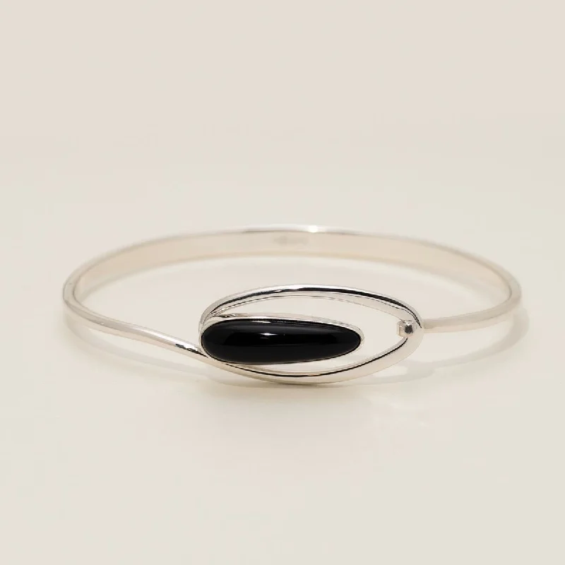 Classic bangles with simple, polished finishes for timeless elegance and style -E.L. Designs Aurora Black Onyx Bangle Bracelet in Sterling Silver