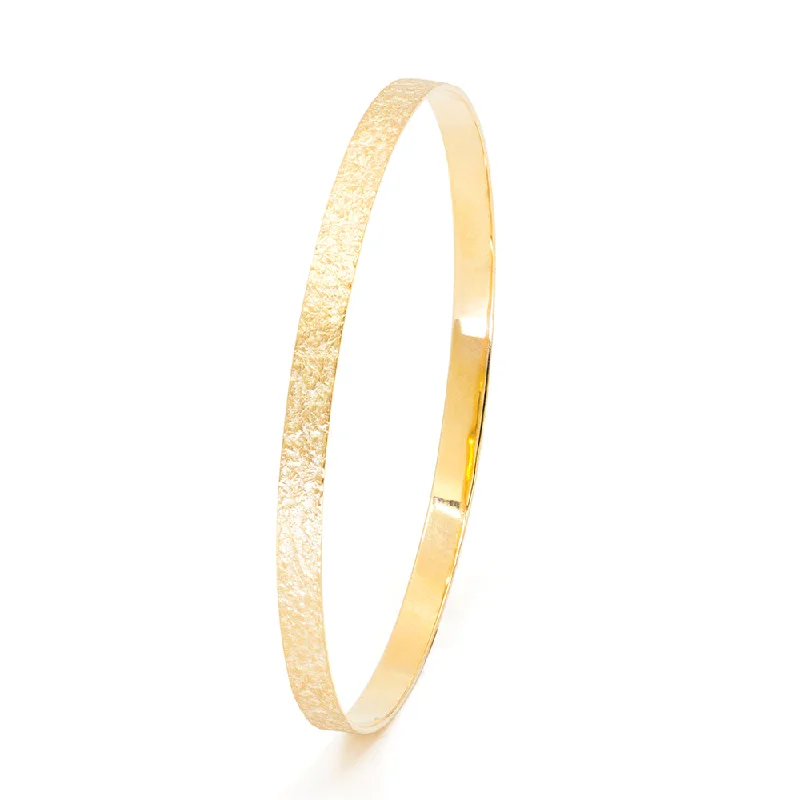 Vintage gold bangles with intricate patterns and detailing for a timeless style -Earthy Textured Gold Bangle Bracelet