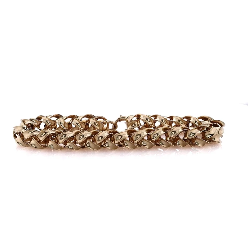 Layered leather bracelets for women with unique textures and earthy appeal -Estate 14 Karat Yellow Gold Polished 3D Braided Design Bracelet