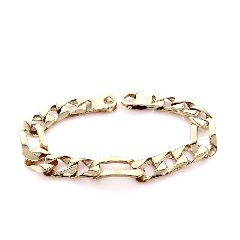 Sparkling tennis bracelets for women seeking a glamorous and chic look -Estate 14k Yellow Gold Squared Figaro Chain Bracelet