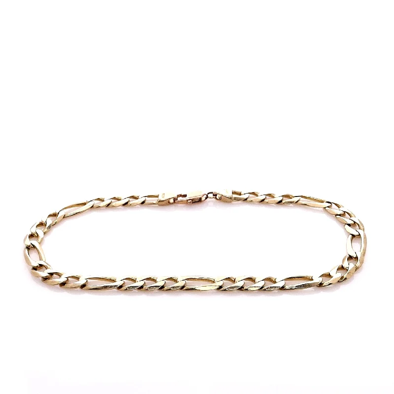 Vintage-inspired bracelets with antique details and intricate craftsmanship for a timeless look -Estate 14k Yellow Gold 5.2mm Figaro Chain Bracelet