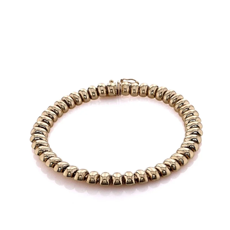 Simple chain bracelets for women who love minimalist, versatile jewelry pieces -Estate 14k Yellow Gold Polished Oval Bead Bracelet