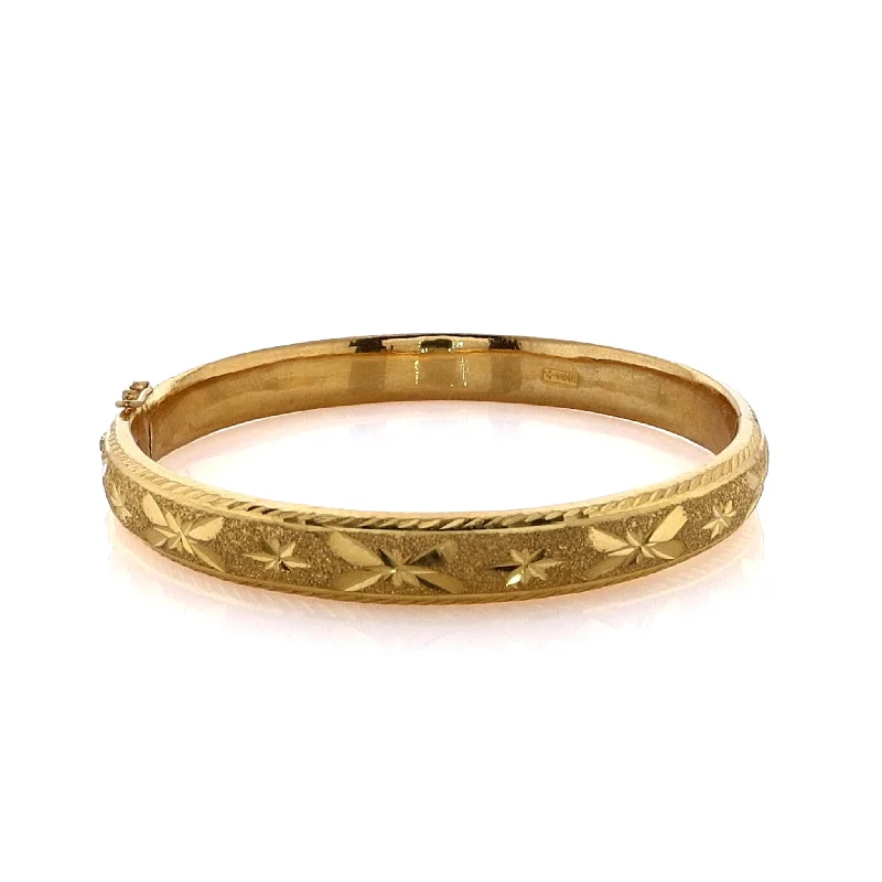 Bohemian-style bracelets with woven designs for a relaxed, free-spirited accessory -Estate 22 Karat Yellow Gold "X" Pattern Bangle Bracelet