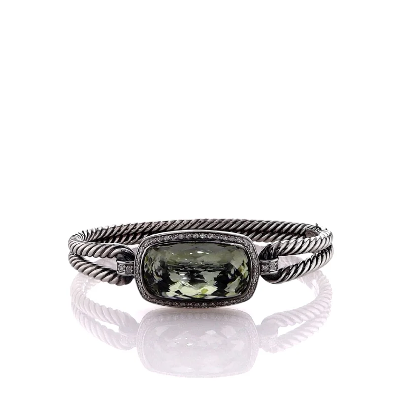 Multi-colored bangles for women who love bold, eclectic accessories to complement outfits -Estate David Yurman Sterling Silver Hinged Albion Prasiolite Bangle Bracelet