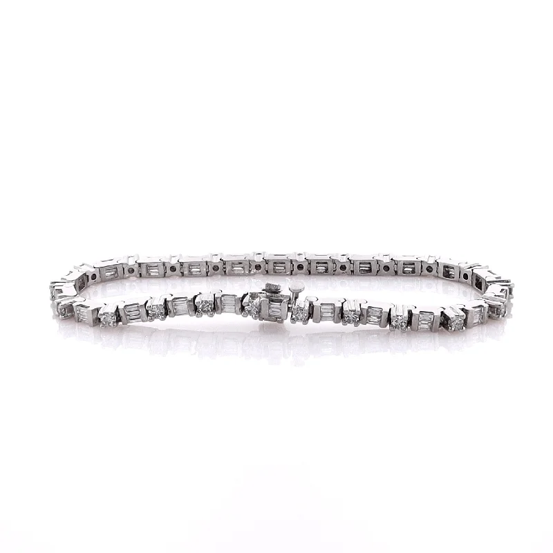 Multi-colored bangles for women who love bold, eclectic accessories to complement outfits -Estate Platinum Diamond Bracelet