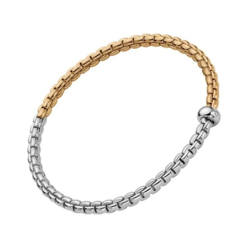 Beautiful silver bracelets with sparkling cubic zirconia stones for an affordable luxury look -Fope 18k Gold Eka Flex'it Two-Tone Mesh Bracelet