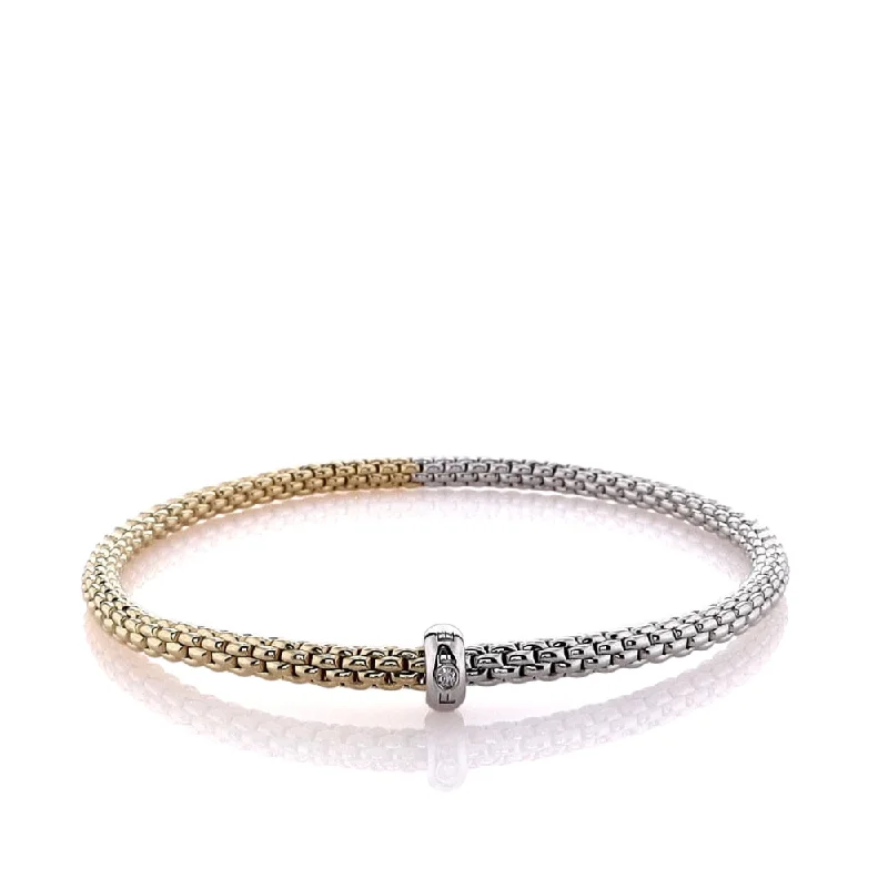 Layered leather bracelets for women with unique textures and earthy appeal -Fope 18k Two-Tone Prima Flex'it Mesh Bracelet - Medium