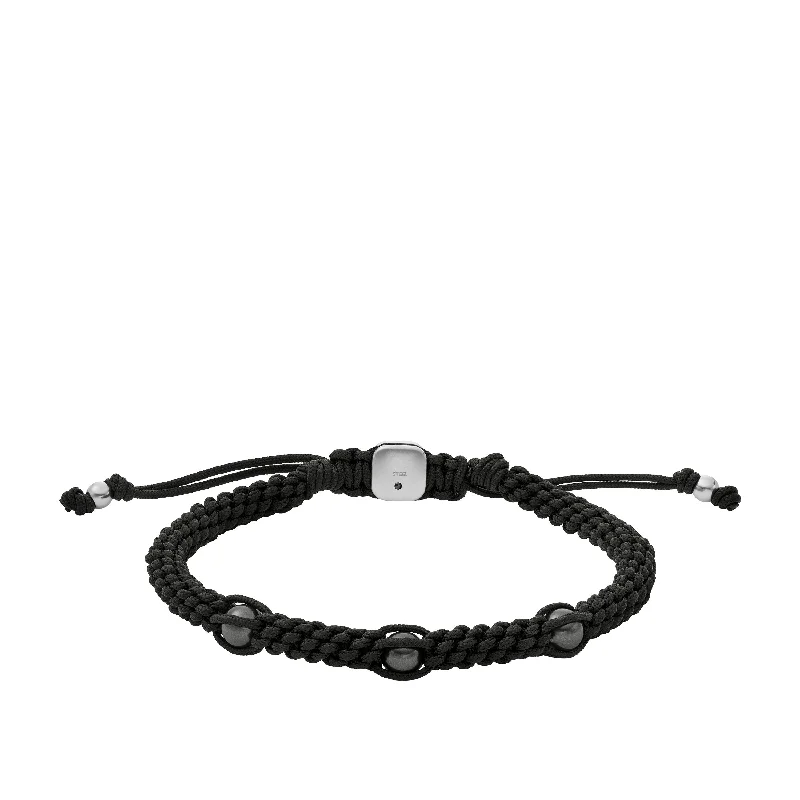 High-end diamond bracelets with luxurious designs for an exclusive, sparkling gift -Fossil Men's Autumn Beads Black Nylon Cord Beaded Bracelet