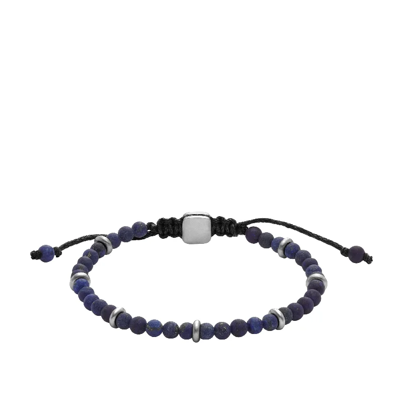 Statement bracelets with oversized gemstones for a bold, eye-catching look -Fossil Men's Merritt Arm Stack Blue Lapis Beaded Bracelet