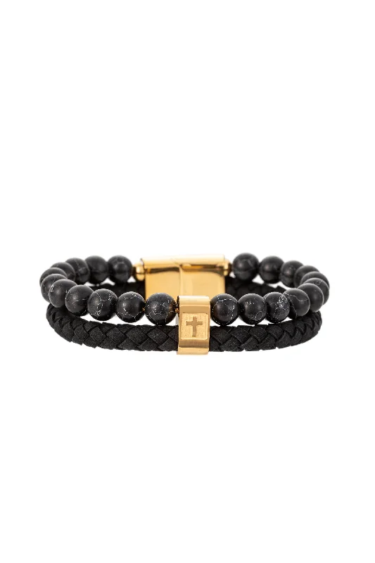 Stylish men’s leather bracelets with stainless steel accents for a rugged look -Gabriel Bracelet