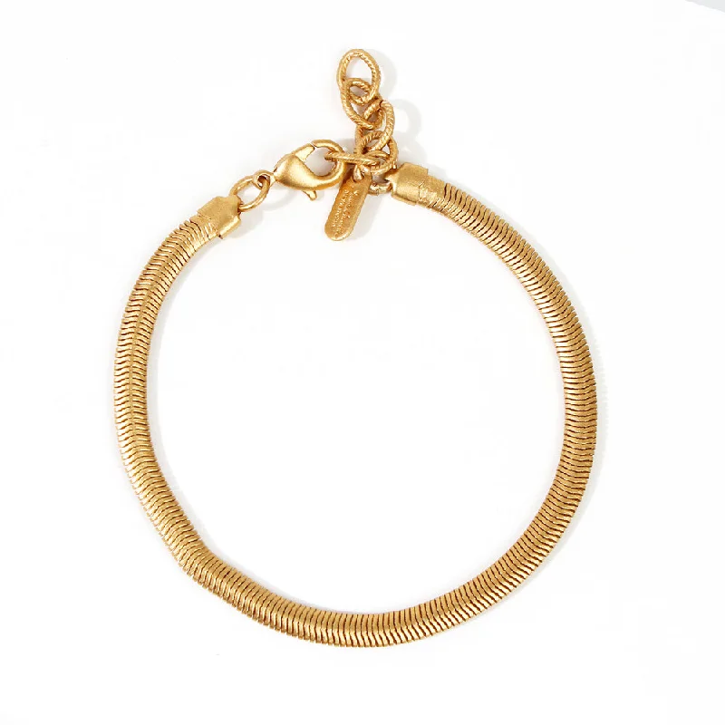 Vintage gold bangles with intricate patterns and detailing for a timeless style -Snake Chain Bracelet: Gold