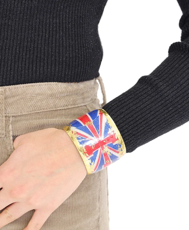 Vintage silver bracelets for a timeless look with antique charm and elegance -Handmade London Flag Cuff Bracelet