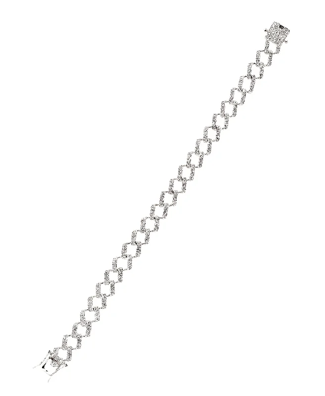 Bohemian-style bracelets with woven designs for a relaxed, free-spirited accessory -Men's Chain Link Bracelet w/ Cubic Zirconia