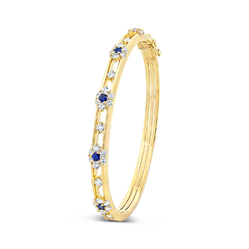 Elegant cuff bracelets with minimalist designs for understated, chic appeal -Jack Kelege 18k Diamond and Sapphire Bangle Bracelet