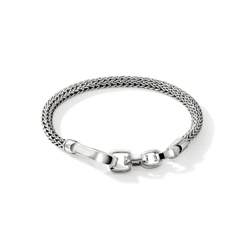 Stackable silver bangles for a coordinated and trendy layered jewelry look -John Hardy Icon Extension Hook Clasp Bracelet in Sterling Silver