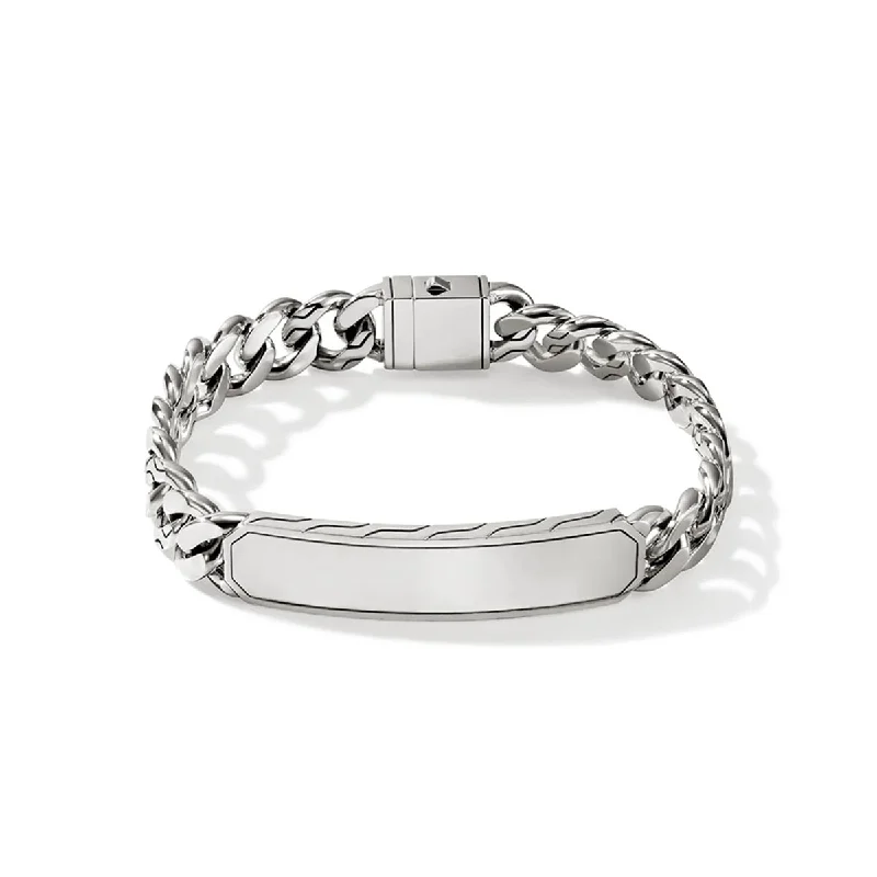 Bold cuff bangles with modern designs and edgy materials for a unique statement -John Hardy ID Curb Link Bracelet in Sterling Silver