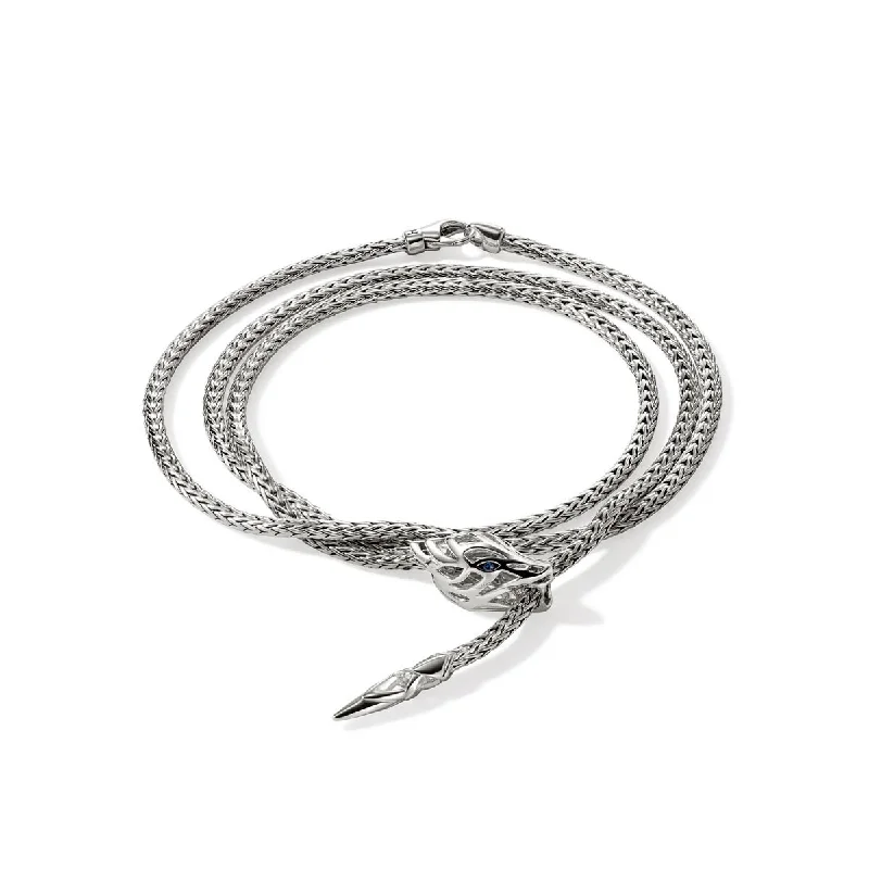 Tennis-style bracelets with sparkling diamonds for a luxurious, glamorous look -John Hardy Naga Wrap Bracelet in Sterling Silver with Sapphire