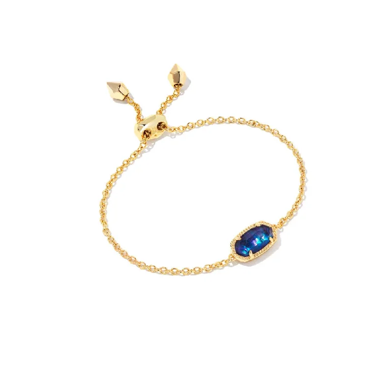 Tennis-style bracelets with sparkling diamonds for a luxurious, glamorous look -Kendra Scott Elaina Delicate Chain Bracelet in Gold Navy Abalone