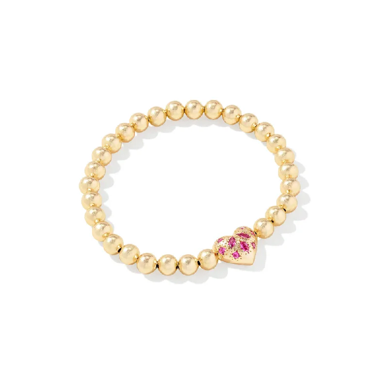 Multi-stone bracelets with emeralds, rubies, and diamonds for a luxurious, colorful look -Kendra Scott Holland Heart Stretch Bracelet