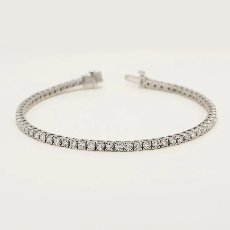 Unique twisted metal bangles with intricate details for a sophisticated, modern style -Lab Grown Diamond Tennis Bracelet in 14kt White Gold (3ct tw)