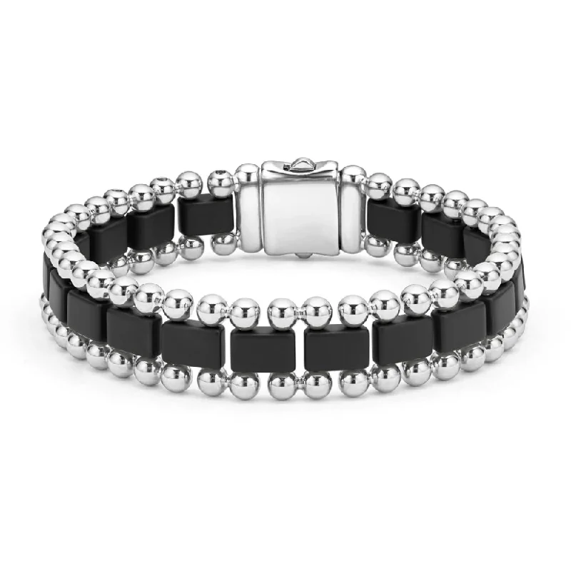 Adjustable bangles with easy-to-wear clasps and customizable fit for comfort -Lagos Anthem Matte Black Ceramic Link Bracelet