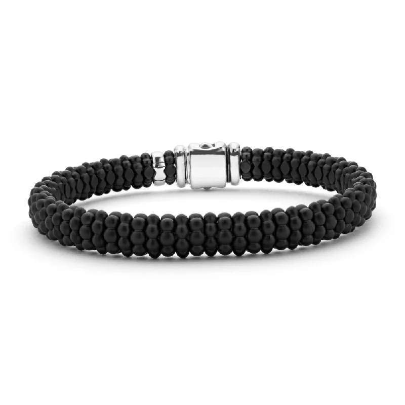 Trendy infinity bracelets for a meaningful symbol of endless love and connection -Lagos Black Caviar Matte Ceramic Beaded Bracelet, 9mm