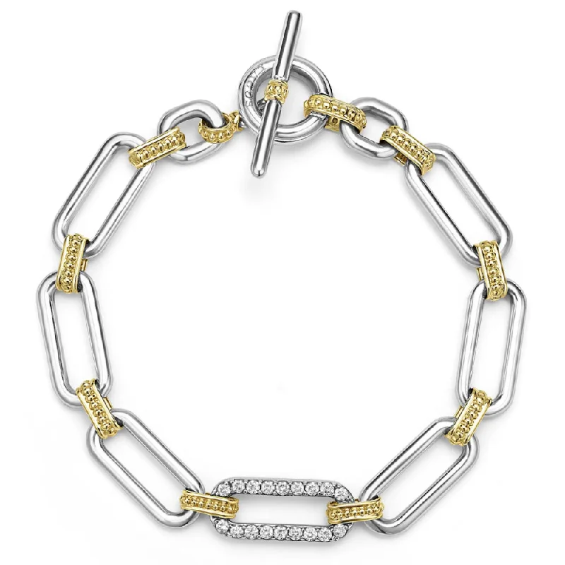 Charm bracelets for women who love meaningful accessories with customizable charms -Lagos Signature Caviar Two-Tone Link Diamond Bracelet