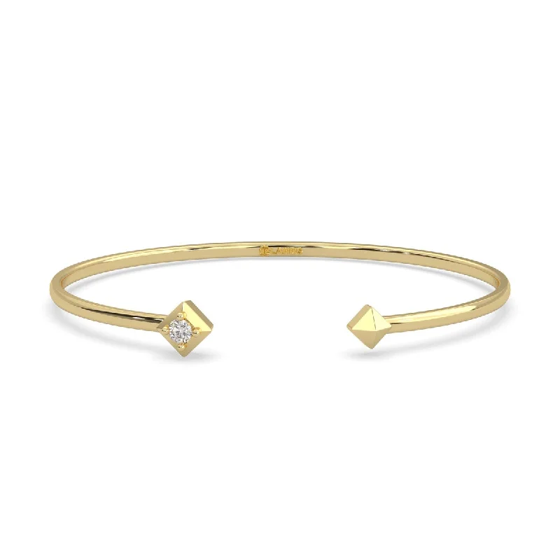 Personalized engraved bangles with initials or dates for a meaningful gift idea -Lands Collection Earth Diamond Cuff Bracelet in Yellow Modern Electrum (1/10ct)