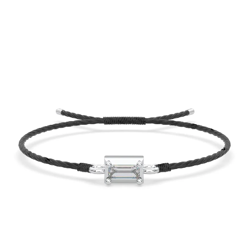 Beautiful silver bracelets with sparkling cubic zirconia stones for an affordable luxury look -Lands Collection Ice Diamond Bracelet in White Modern Electrum and Silk Cord (1/20ct)