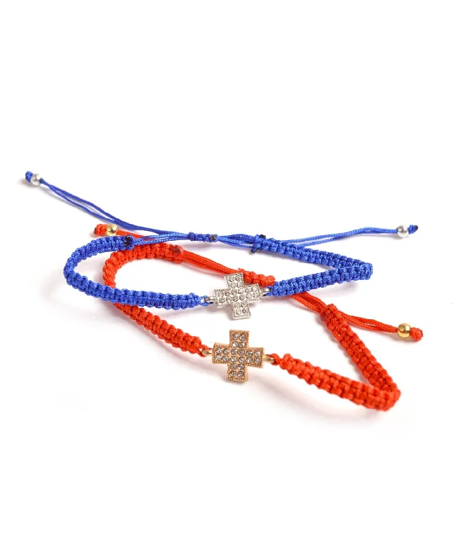 Unique twisted metal bangles with intricate details for a sophisticated, modern style -Little Cross Bracelet