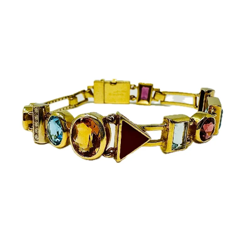 Adjustable cuff bracelets with bold designs for a statement piece of jewelry -Manfredi 18K Gold Bracelet with Diamond and Gemstones