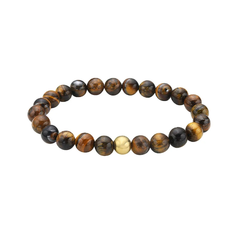 Boho-chic bangles with textured details and charms for a relaxed, earthy style -Men's Water Resistant Tiger's Eye Bead Stretch Bracelet