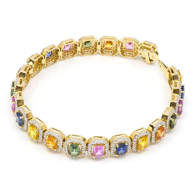 Handmade beaded bracelets with colorful designs for a creative, boho accessory -Multi-Colored Sapphire & Diamond Bracelet