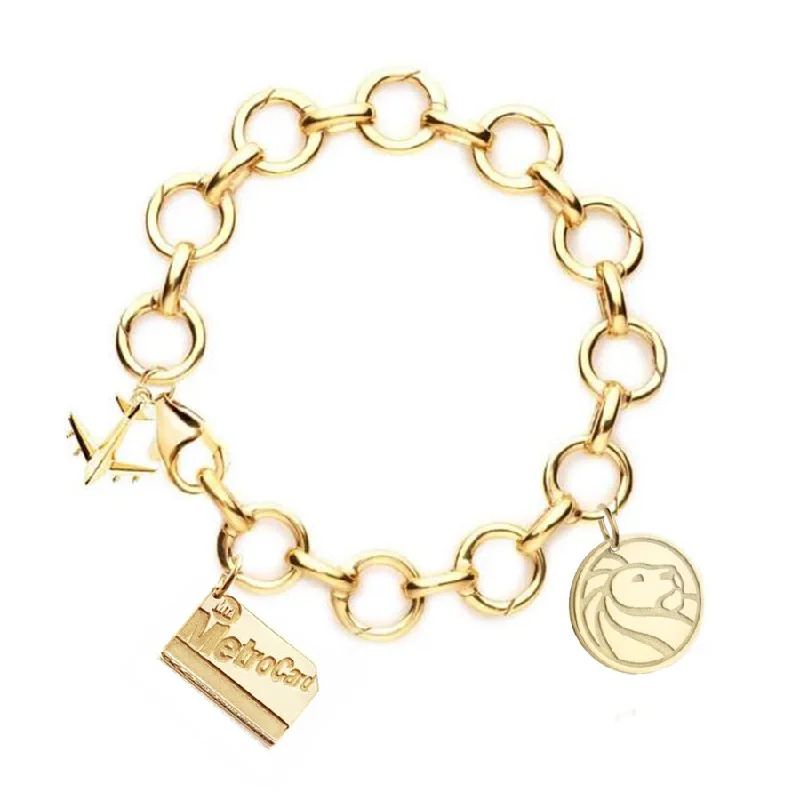 Simple braided leather bangles for casual, everyday accessories with rugged charm -NYPL and NYC Gold Infinity Charm Bracelet