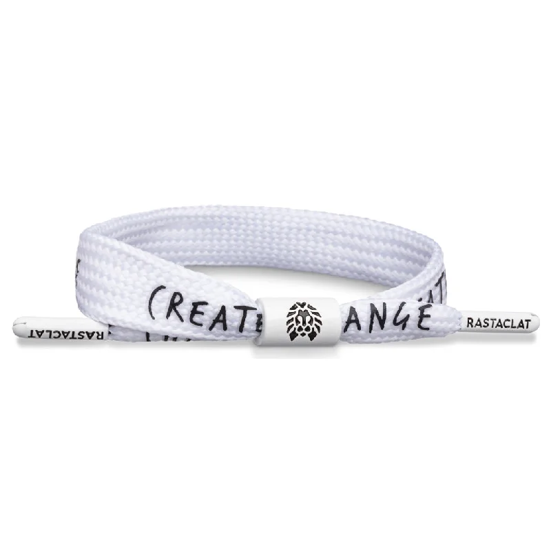 Trendy cuff bracelets with sleek, modern designs for an edgy, fashionable style -Rastaclat Original Hand Assembled White Create Change Adjustable Single Lace Bracelet