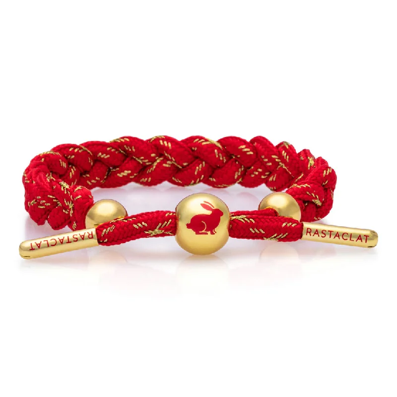 Multi-colored bangles for women who love bold, eclectic accessories to complement outfits -Rastaclat Original Hand Braided Lunar New Year (Rabbit) Adjustable Bracelet