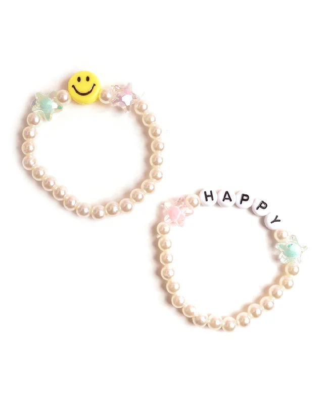 Minimalist sterling silver bracelets with clean, sleek lines for subtle elegance -Remember be "HAPPY" Kids Bracelet Set