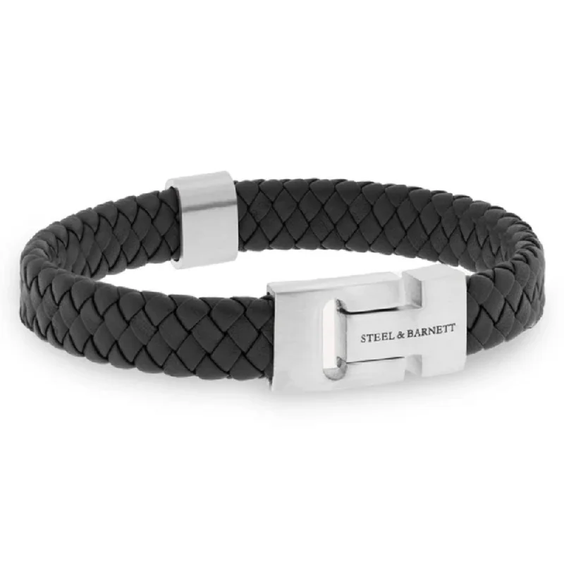 Bold geometric bangles for women who love contemporary, edgy jewelry designs -Steel & Barnett Men's Leather "Harrison" Bracelet