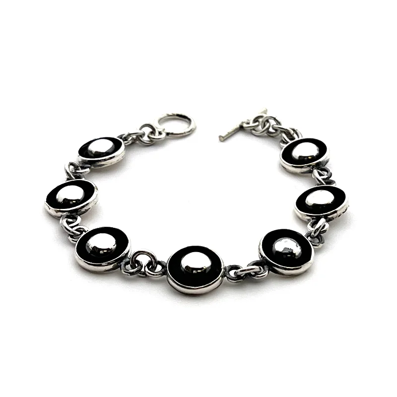 Classic bangles with simple, polished finishes for timeless elegance and style -Sterling Silver Minimalist Dot Within Dot Bracelet