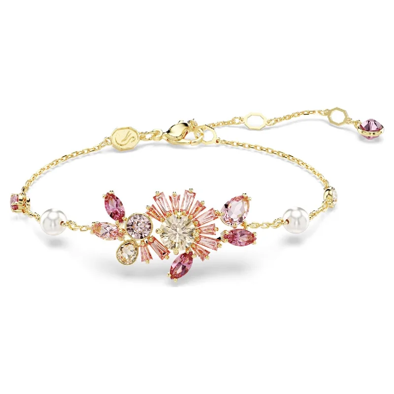 Custom bracelets with personalized engravings for a sentimental and meaningful gift -Swarovski Gema Pink Flower Bracelet