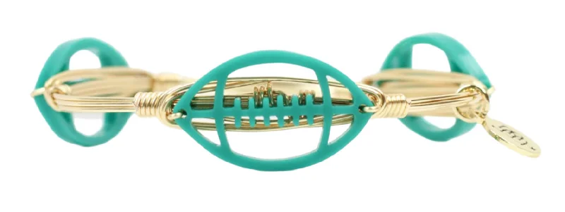 High-end diamond bracelets with luxurious designs for an exclusive, sparkling gift -The Acrylic Football Bangle Bracelet - Teal