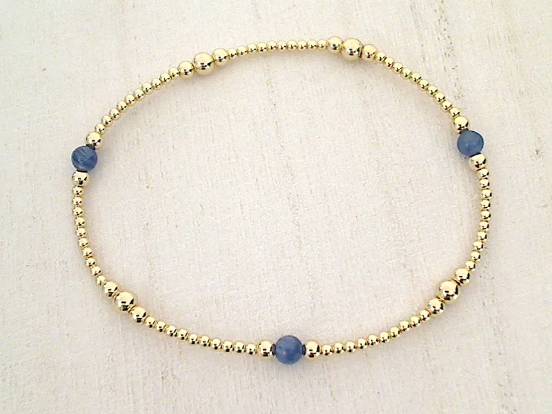 Charming beaded bracelets for women who appreciate casual, boho-style jewelry -Kyanite, 14kt Gold Filled Stretch Bracelet - Style 2 Medium