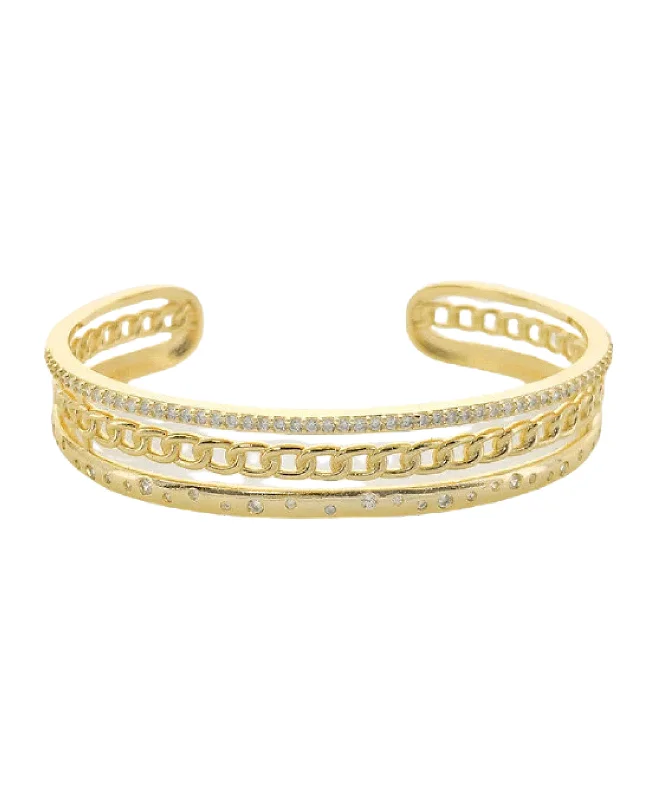 Gold bangles for women who love traditional, elegant accessories for any occasion -Triple Layer Cuff Bracelet