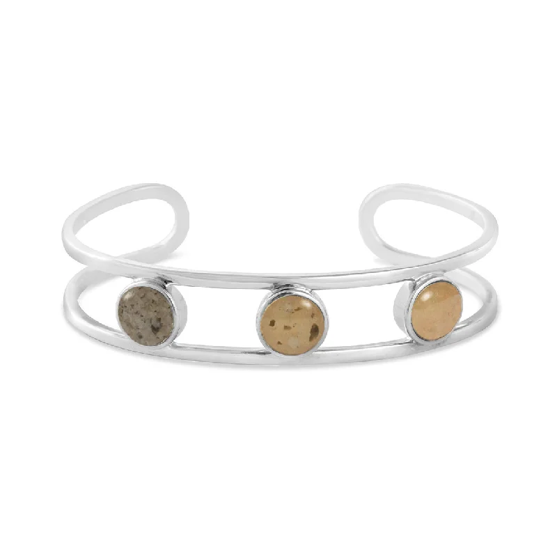 Bold cuff bangles with modern designs and edgy materials for a unique statement -Triple Sand Globe Bracelet