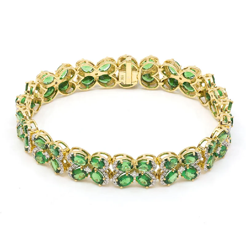 Classic bangles with simple, polished finishes for timeless elegance and style -Tsavorite & Diamond Flower Bracelet