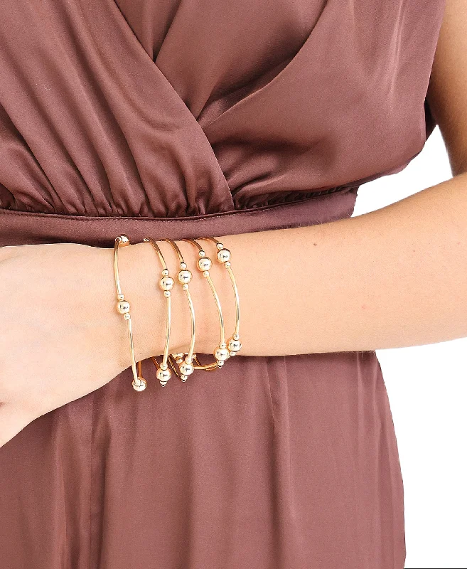 Trendy cuff bracelets with sleek, modern designs for an edgy, fashionable style -Wire Bracelet w/ Beads